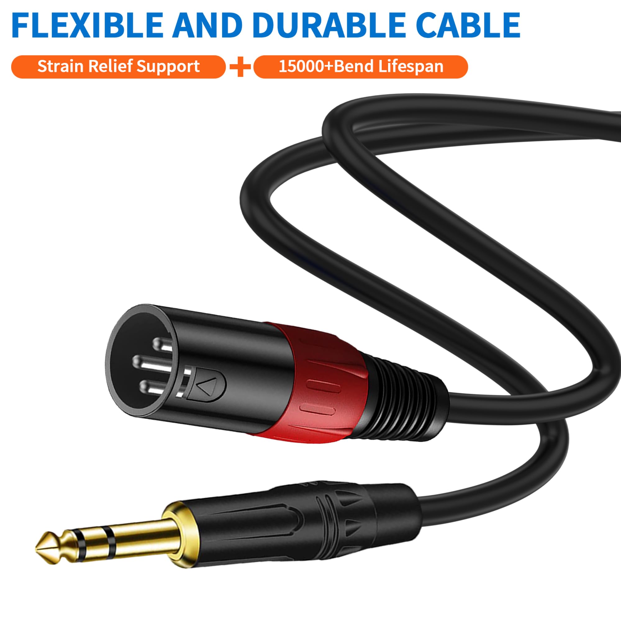 LanSenSu XLR to 1 4 TRS Stereo Adapter Cable, 2 Pack - 6.6ft, Compatible with Mixer, Microphone, XLR, Power Amplifier, Monitor - View 3 of 7