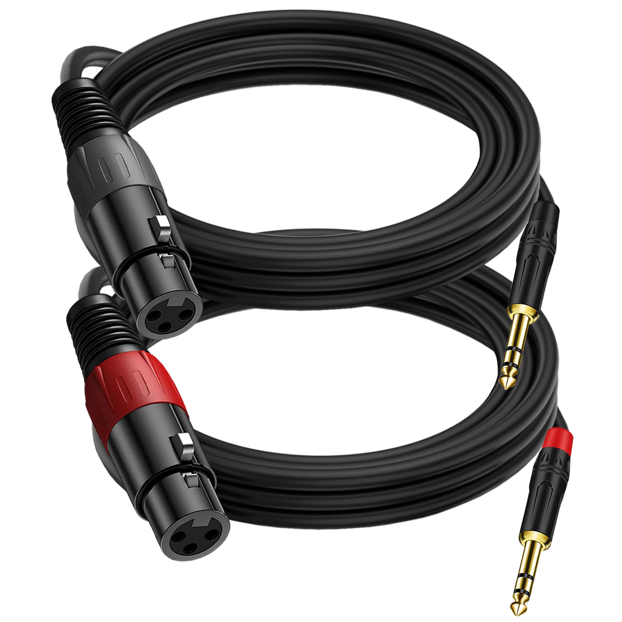 LanSenSu XLR to 1 4 TRS Stereo Adapter - XLR Female to 1 4 Inch (6.35mm) Stereo Balanced Microphone Audio Converter Adapter Cable 2Pack (6.6ft)