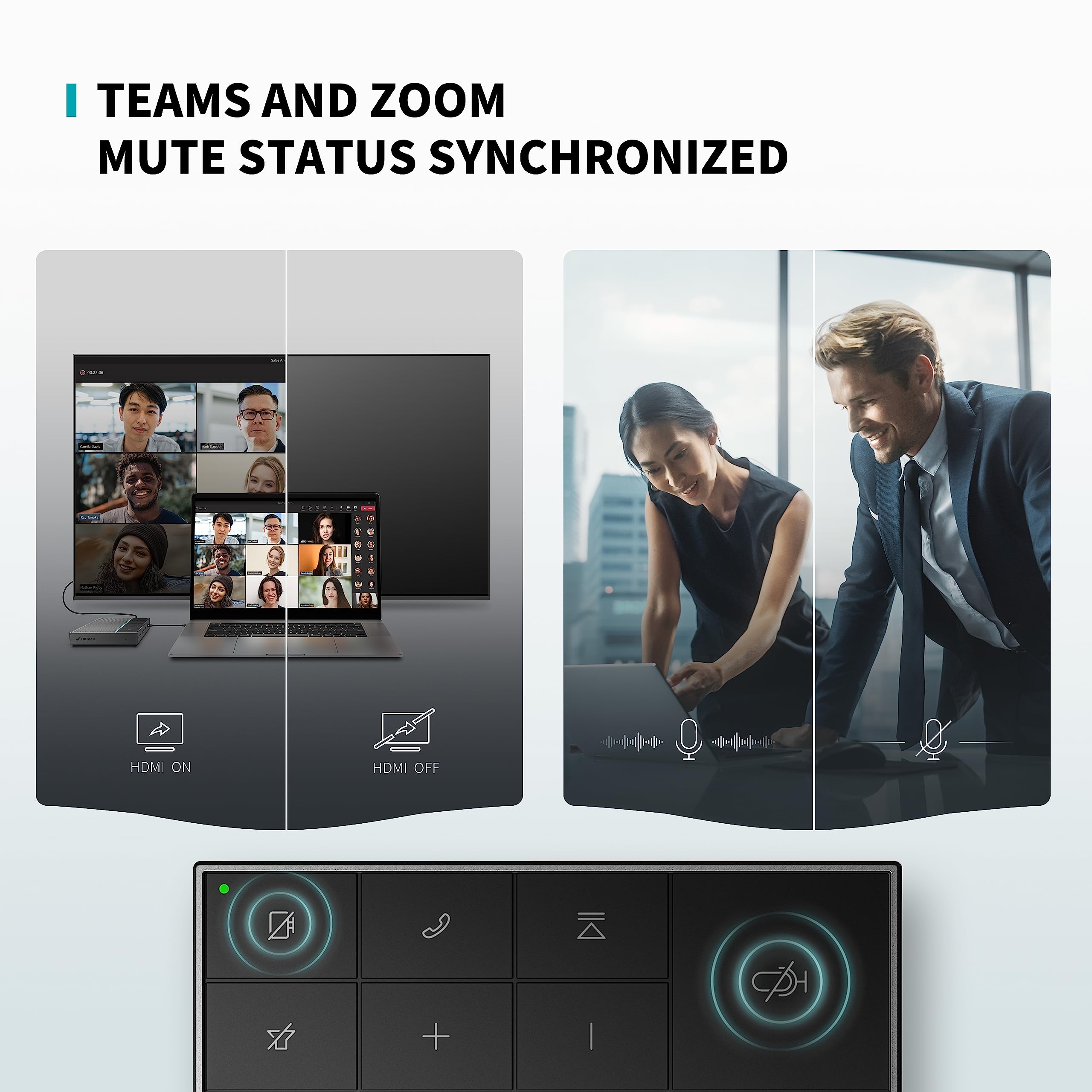 HiDock HiDock Conference Speaker and Microphone with Mute Project Enhanced Voice Pickup Full Duplex Noise Cancelling USB C Speaker for Home Office Grey - View 3 of 7