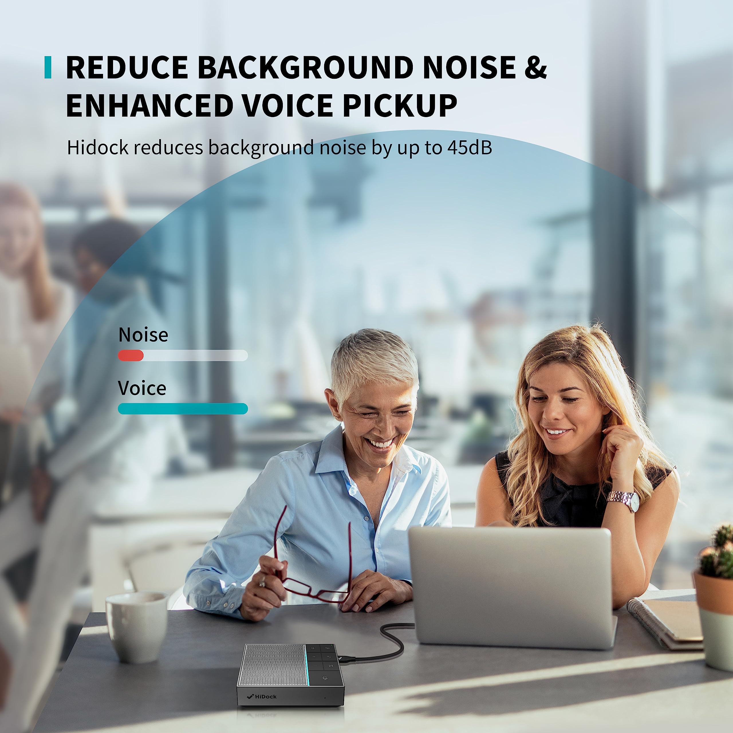 HiDock HiDock Conference Speaker and Microphone with Mute Project Enhanced Voice Pickup Full Duplex Noise Cancelling USB C Speaker for Home Office Grey - View 5 of 7