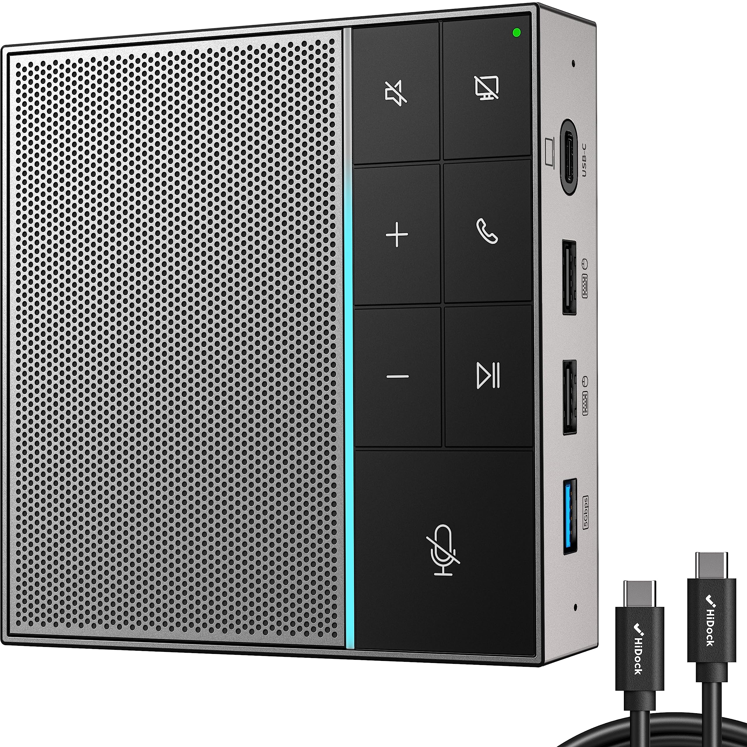 HiDock HiDock Conference Speaker and Microphone with Mute Project Enhanced Voice Pickup Full Duplex Noise Cancelling USB C Speaker for Home Office Grey