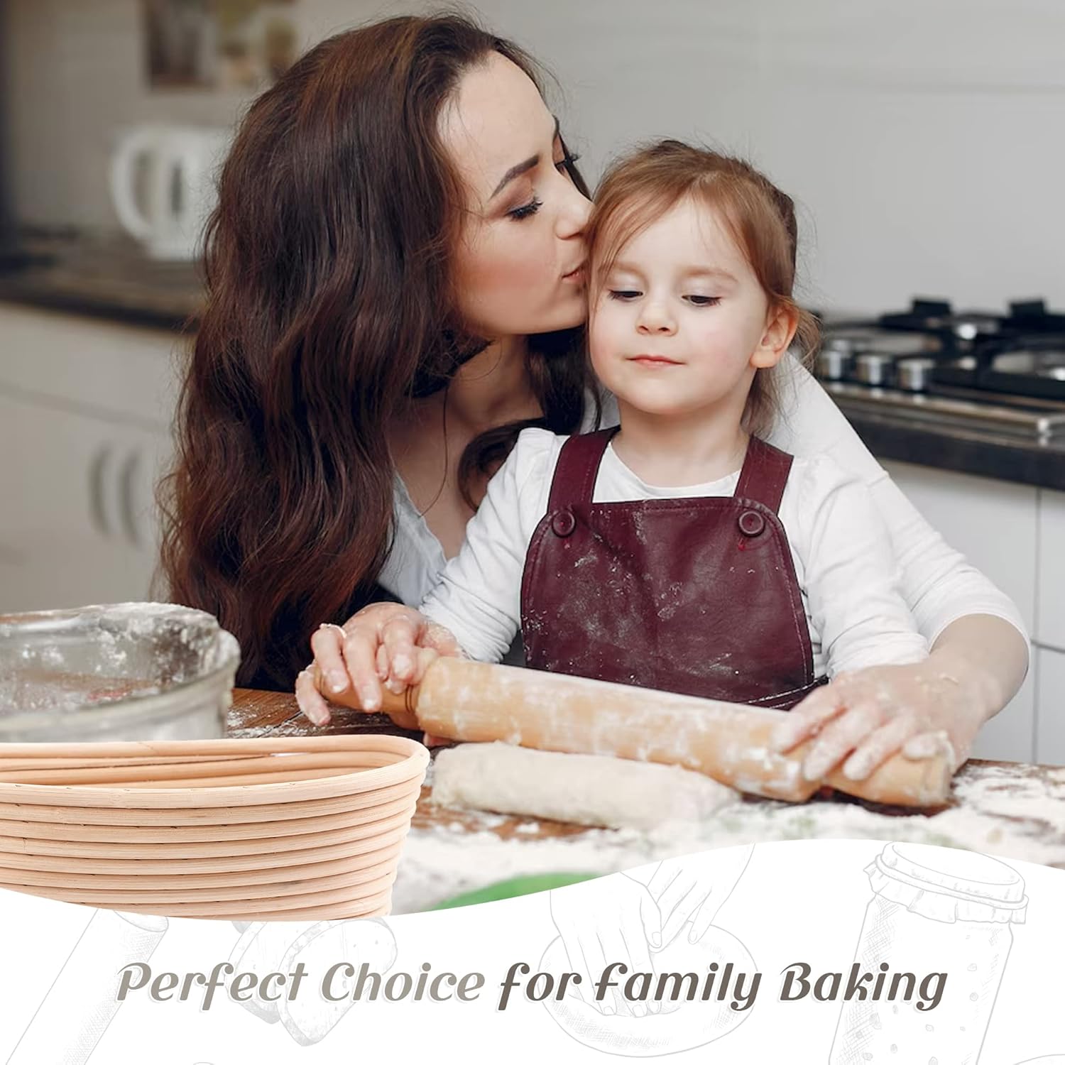 Joyyy Joyyy Sourdough Bread Proofing Baskets Set of 2 Oval 10 Inch with Liner for Dough Rising and Baking - View 7 of 7