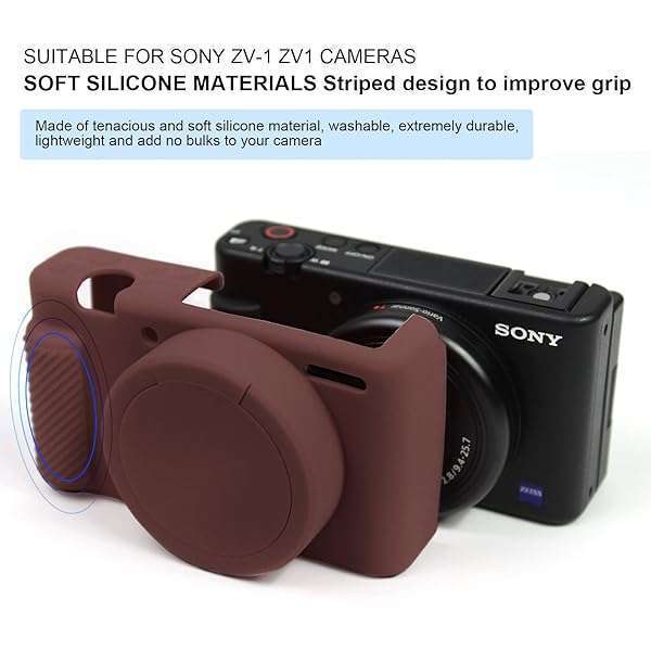 Easy Hood Easy Hood Camera Case for Sony ZV-1: Removable Lens Cover & Anti-Scratch Silicone Protection (Coffee Color) - View 3 of 7