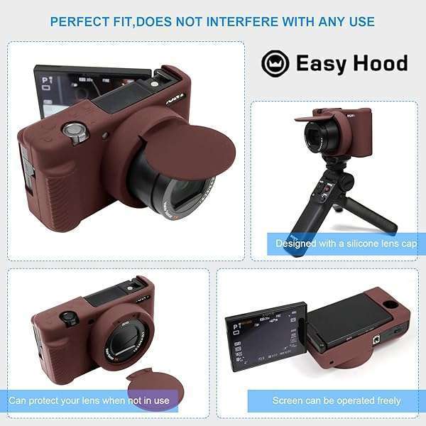 Easy Hood Easy Hood Camera Case for Sony ZV-1: Removable Lens Cover & Anti-Scratch Silicone Protection (Coffee Color) - View 6 of 7
