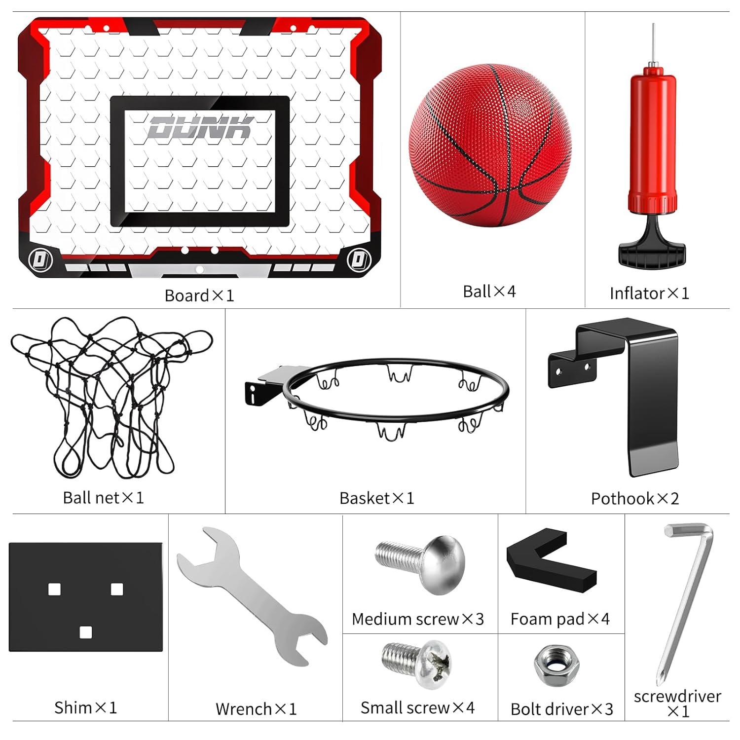 TEMI TEMI Indoor Basketball Hoop Mini Set with 4 Balls Over The Door for Kids and Adults Perfect Gift for Boys and Girls Ages 3 to 12 - View 5 of 5