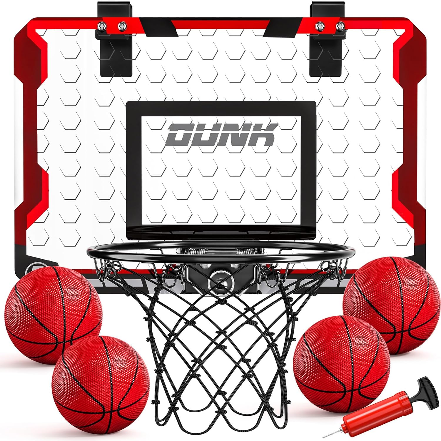 TEMI Indoor Basketball Hoop Mini Set with 4 Balls Over The Door for Kids and Adults Perfect Gift for Boys and Girls Ages 3 to 12