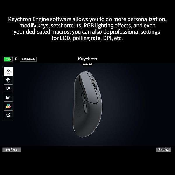 Keychron Keychron M3 Mini Wireless Optical Mouse: Bluetooth 5.1, 26,000 DPI, Ergonomic Design for Gaming on Windows, Mac & Linux - View 3 of 10
