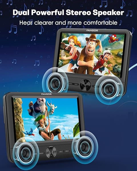 FANGOR FANGOR 7.5 Inch Dual Portable DVD Player for Car with Dual Screen Last Memory AV Out USB SD Card All Regions - View 6 of 10