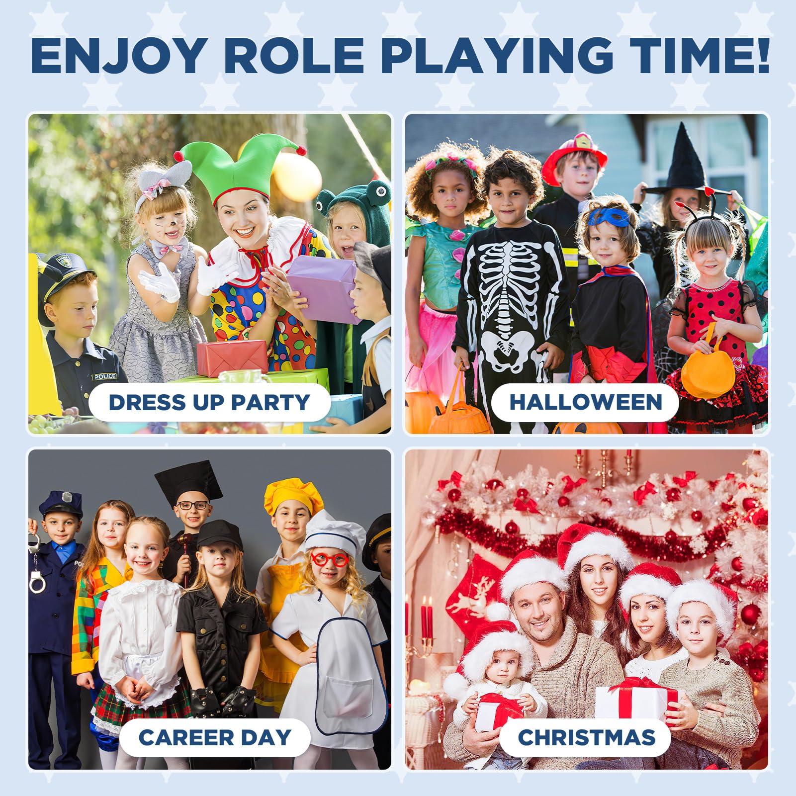 Tepsmigo Tepsmigo Kids Police Officer Costume with Uniform Recorder and Shoulder Lights Halloween Role Play Kit for Boys and Girls - View 7 of 7