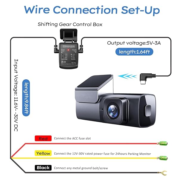 Plozoe Dash Cam Hardwire Kit: USB-C Microwave Radar Sensing 12V-24V to 5V/3A Charger Cable (11.5ft) for Seamless Dash Camera Power - View 6 of 9