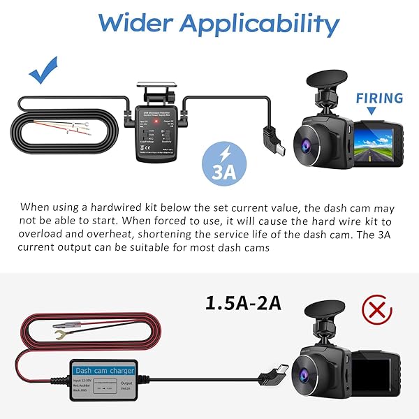 Plozoe Dash Cam Hardwire Kit: USB-C Microwave Radar Sensing 12V-24V to 5V/3A Charger Cable (11.5ft) for Seamless Dash Camera Power - View 9 of 9