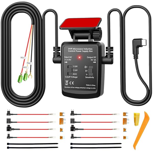 Plozoe Dash Cam Hardwire Kit: USB-C Microwave Radar Sensing 12V-24V to 5V/3A Charger Cable (11.5ft) for Seamless Dash Camera Power - View 2 of 9