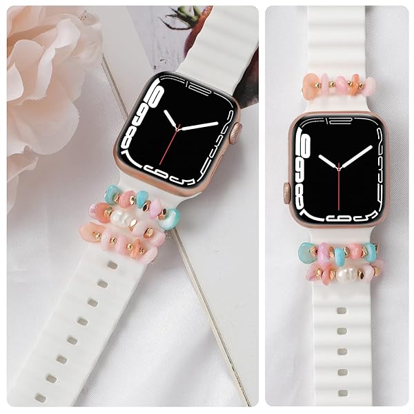 REALSIGN Stylish Stretchy Beaded Watch Bands for Apple Watch: Cute Charms & Accessories for All Series - View 5 of 9
