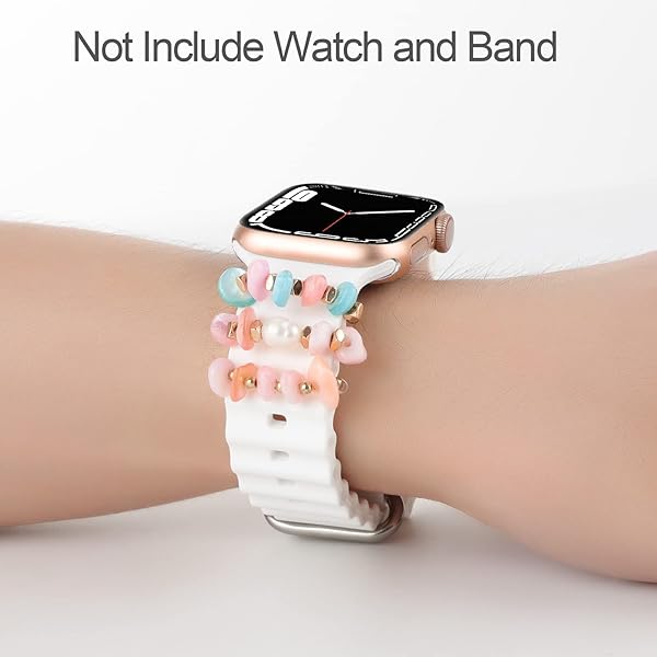 REALSIGN Stylish Stretchy Beaded Watch Bands for Apple Watch: Cute Charms & Accessories for All Series - View 8 of 9