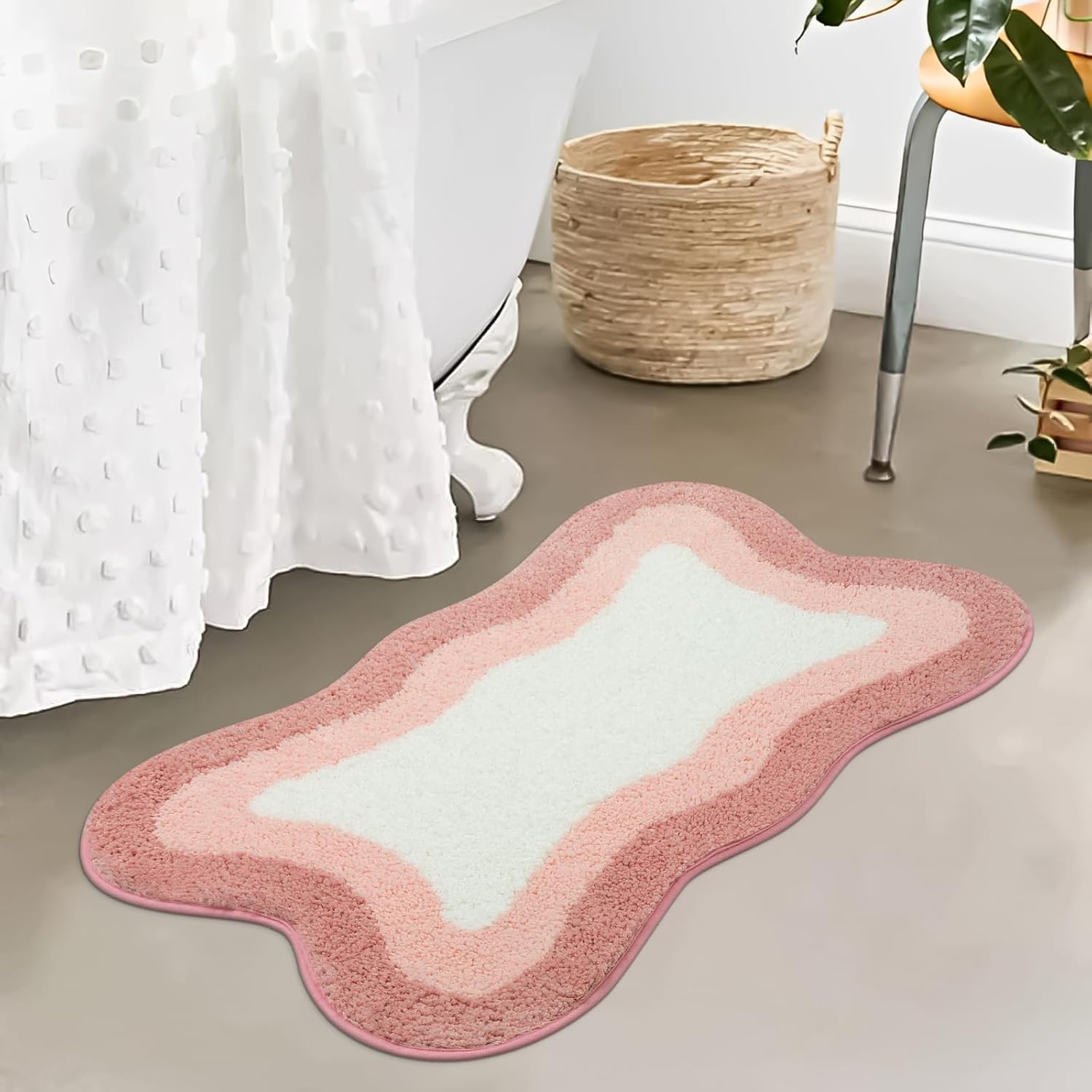 HAOCOO HAOCOO Pink Bathroom Rugs Washable Soft Non Slip Funny Bath Mat Luxury Microfiber Absorbent Carpet for Shower Tub Bedroom 18x25 inch - View 7 of 7