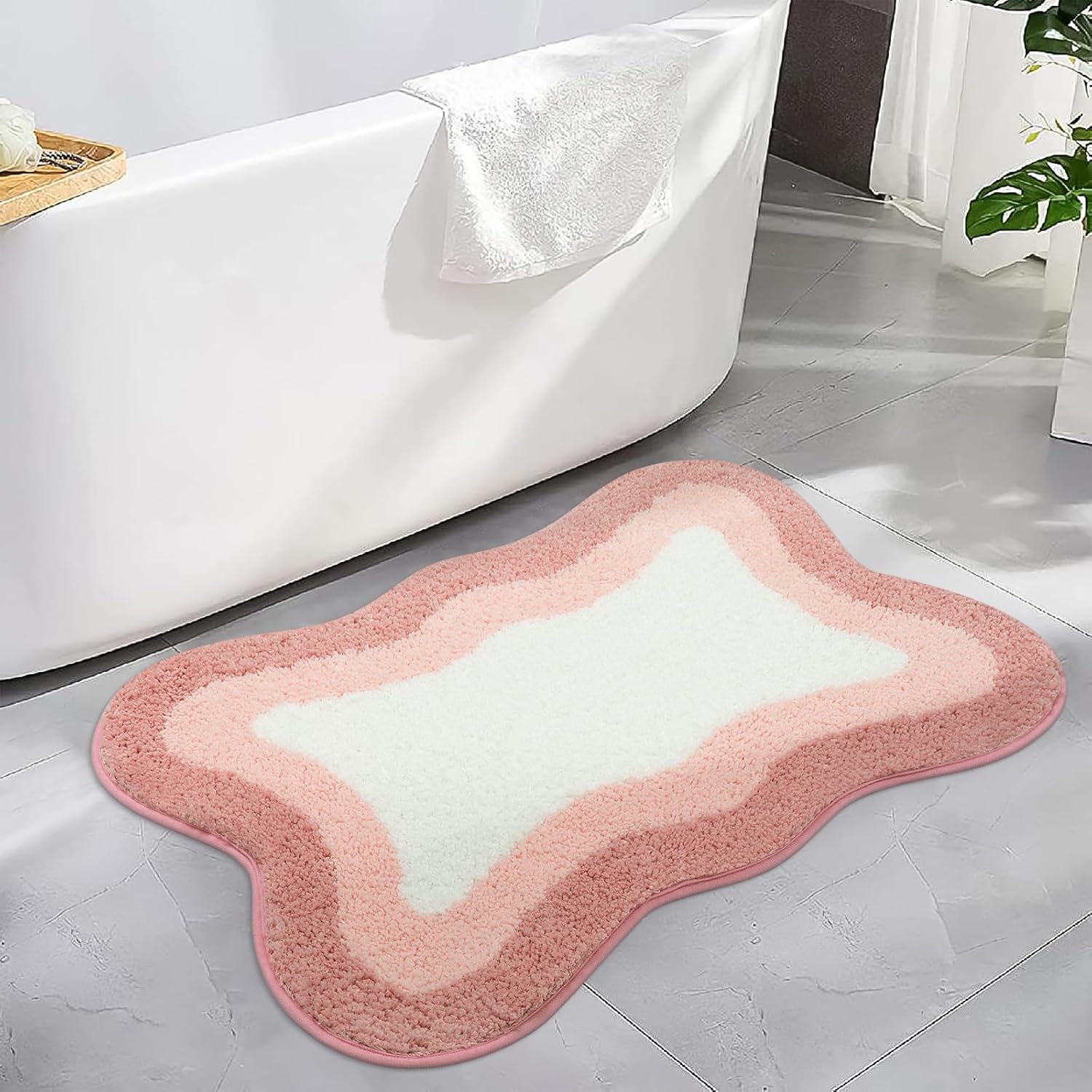 HAOCOO HAOCOO Pink Bathroom Rugs Washable Soft Non Slip Funny Bath Mat Luxury Microfiber Absorbent Carpet for Shower Tub Bedroom 18x25 inch