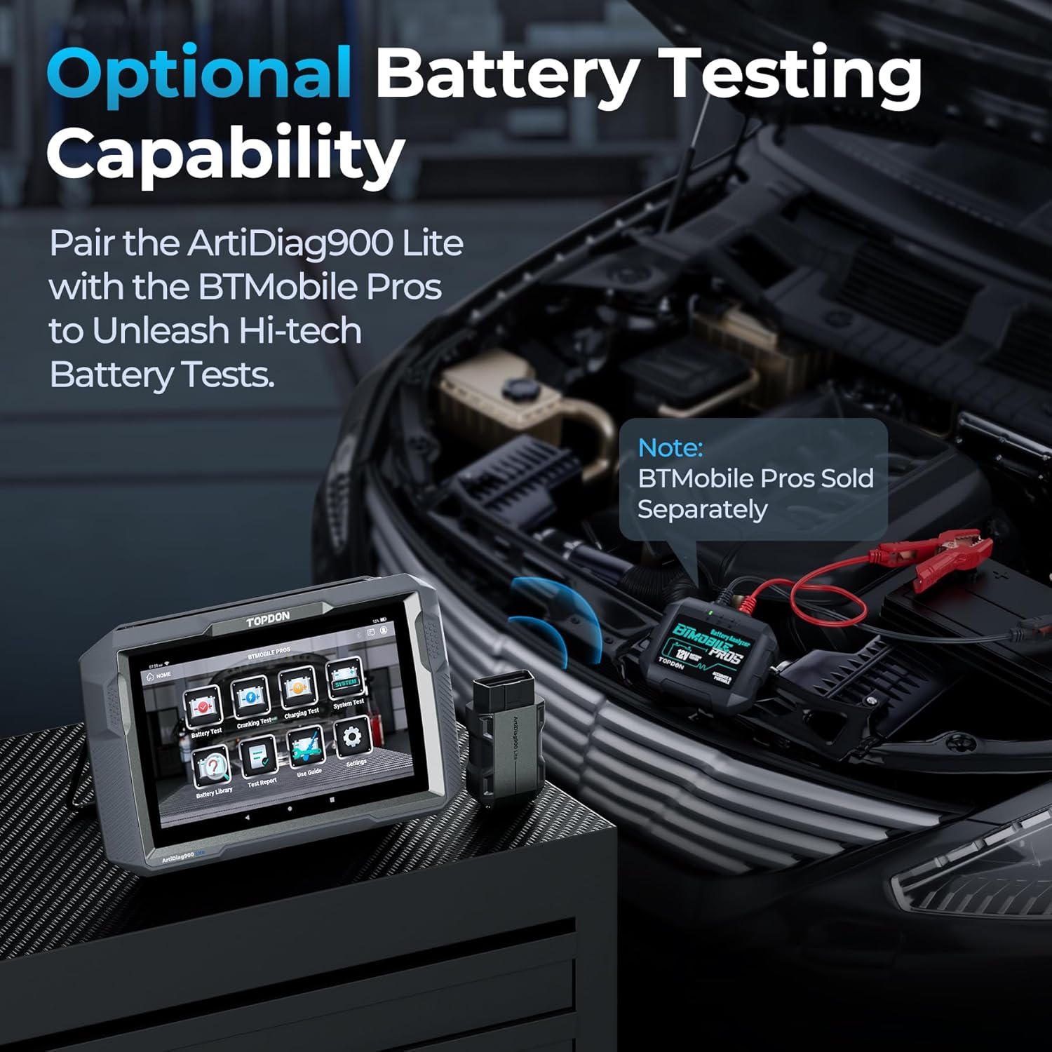 TOPDON TOPDON ArtiDiag900 Lite Bidirectional Scan Tool Full System Automotive Diagnostic Scanner Wireless OBD2 for All Vehicles - View 5 of 8