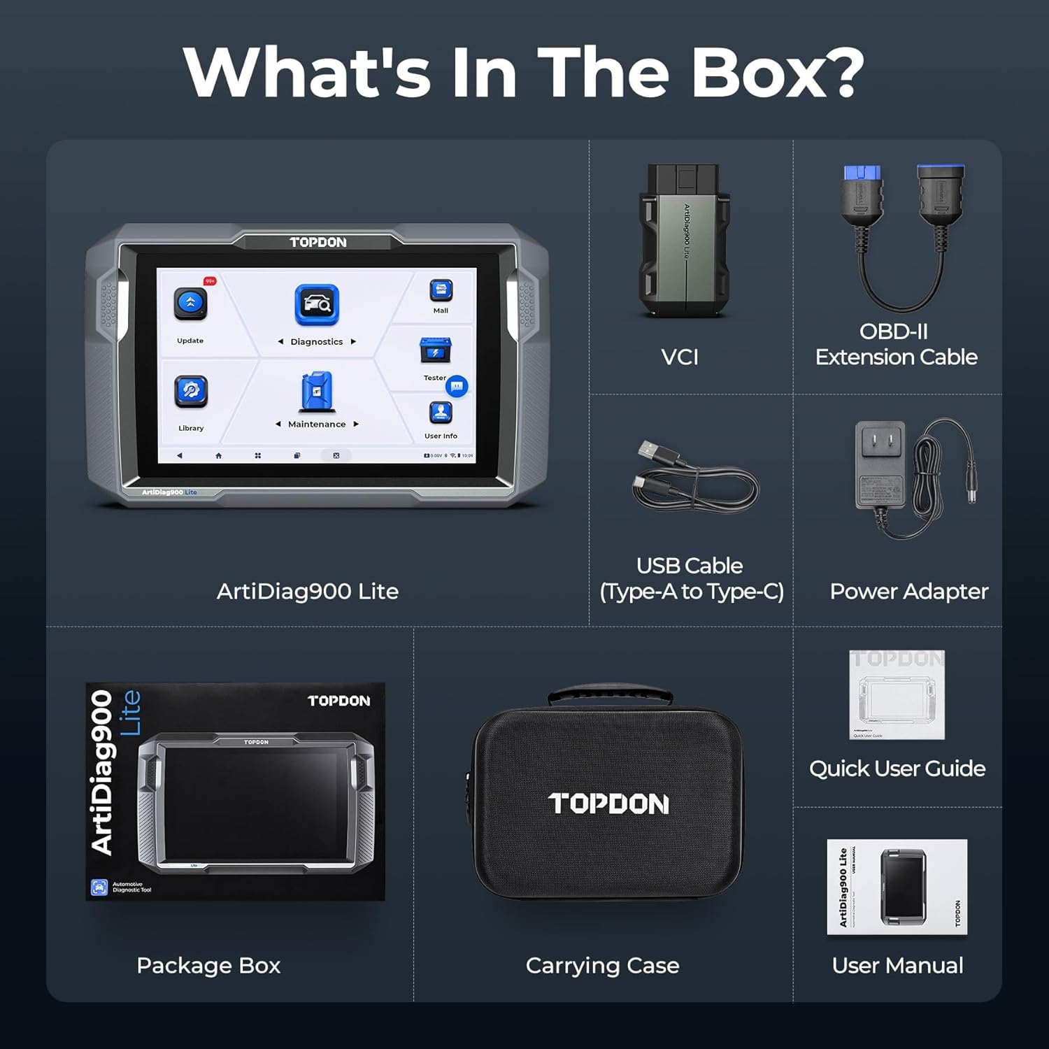 TOPDON TOPDON ArtiDiag900 Lite Bidirectional Scan Tool Full System Automotive Diagnostic Scanner Wireless OBD2 for All Vehicles - View 8 of 8