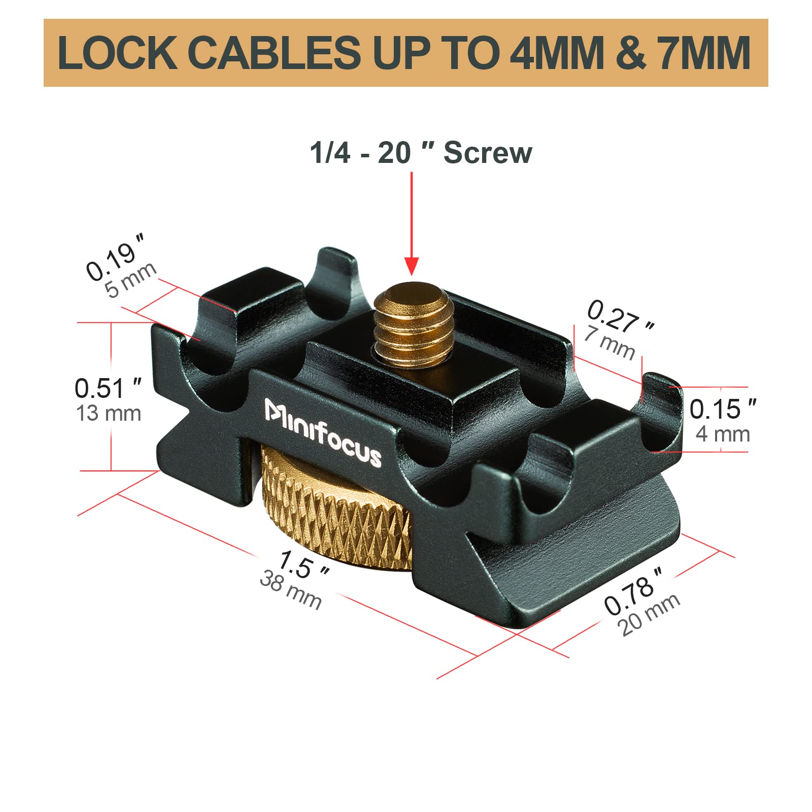 MINIFOCUS MINIFOCUS Aluminum Alloy Camera Cable Clamp with Arca Swiss System USB HDMI Protector for DSLR Cameras Tether Cable Block Clip - View 4 of 9