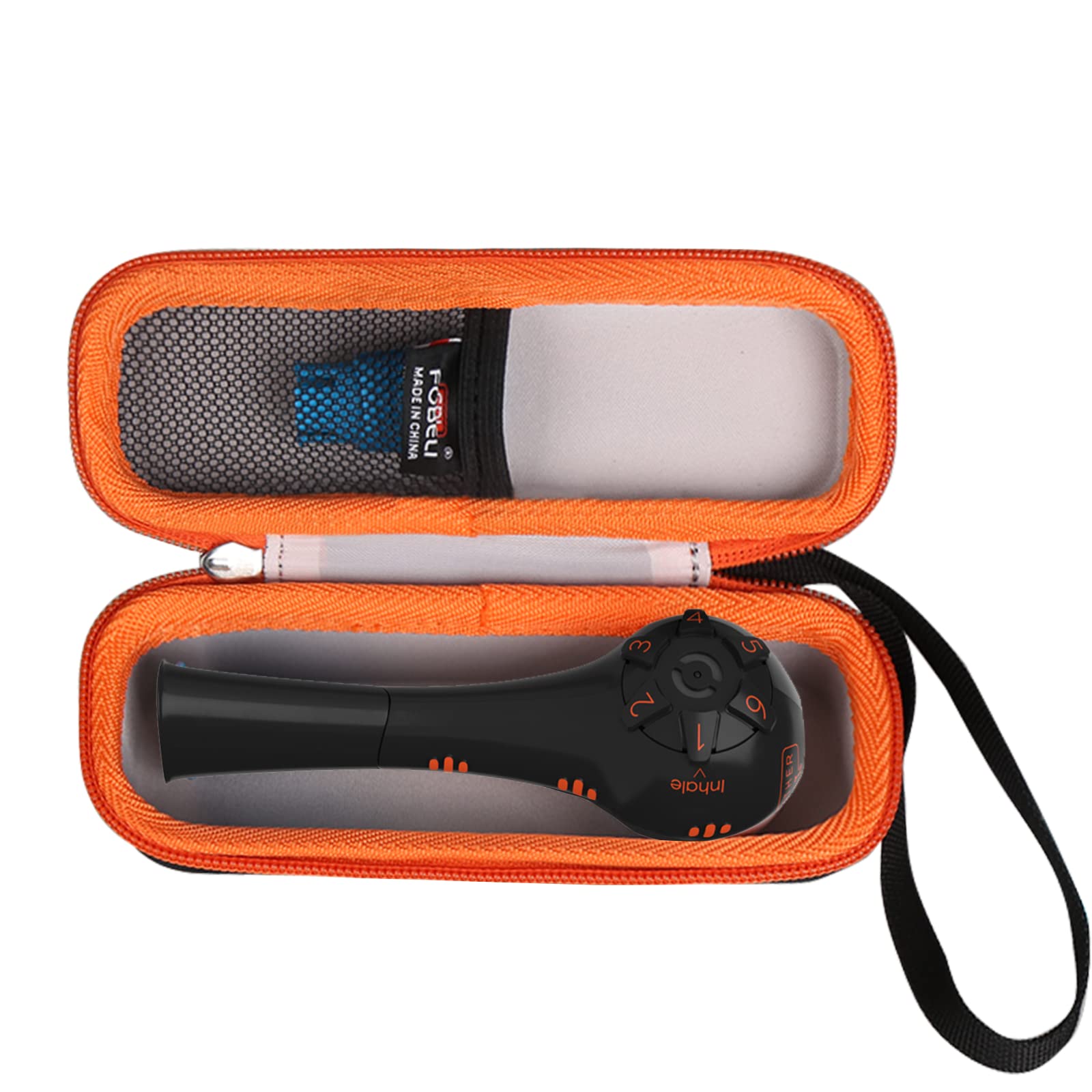 FBLFOBELI EVA Hard Carrying Case Compatible with The Breather Fit Hand-Held Inspiratory Expiratory Muscle Trainer (Orange, Case Only)