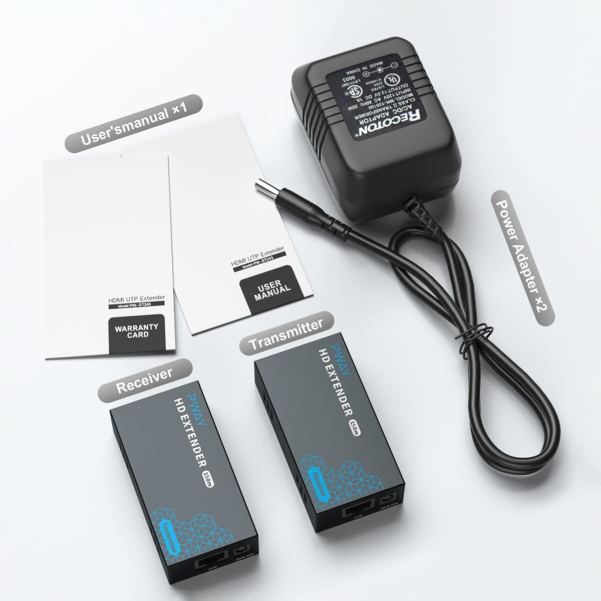 PWAY HDMI Extender 500ft No Delay Over Cat5e/6 HDMI Balun IP Kit for Long Distance Video and 1 to Many Over Gigabit Switch - View 7 of 7