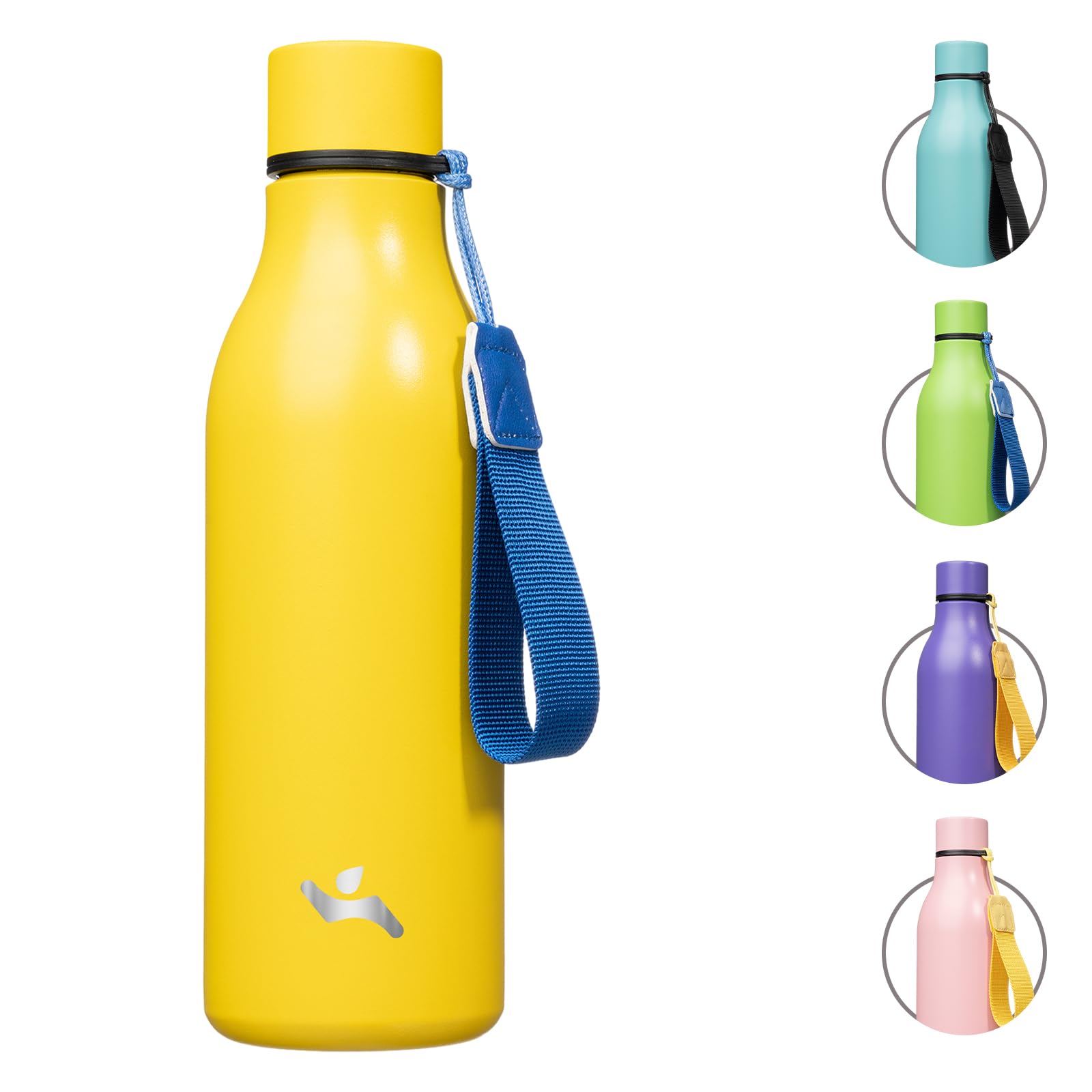 Konokyo Konokyo 18 oz Insulated Water Bottle with Strap Double Wall Stainless Steel Vacuum Flask Yellow