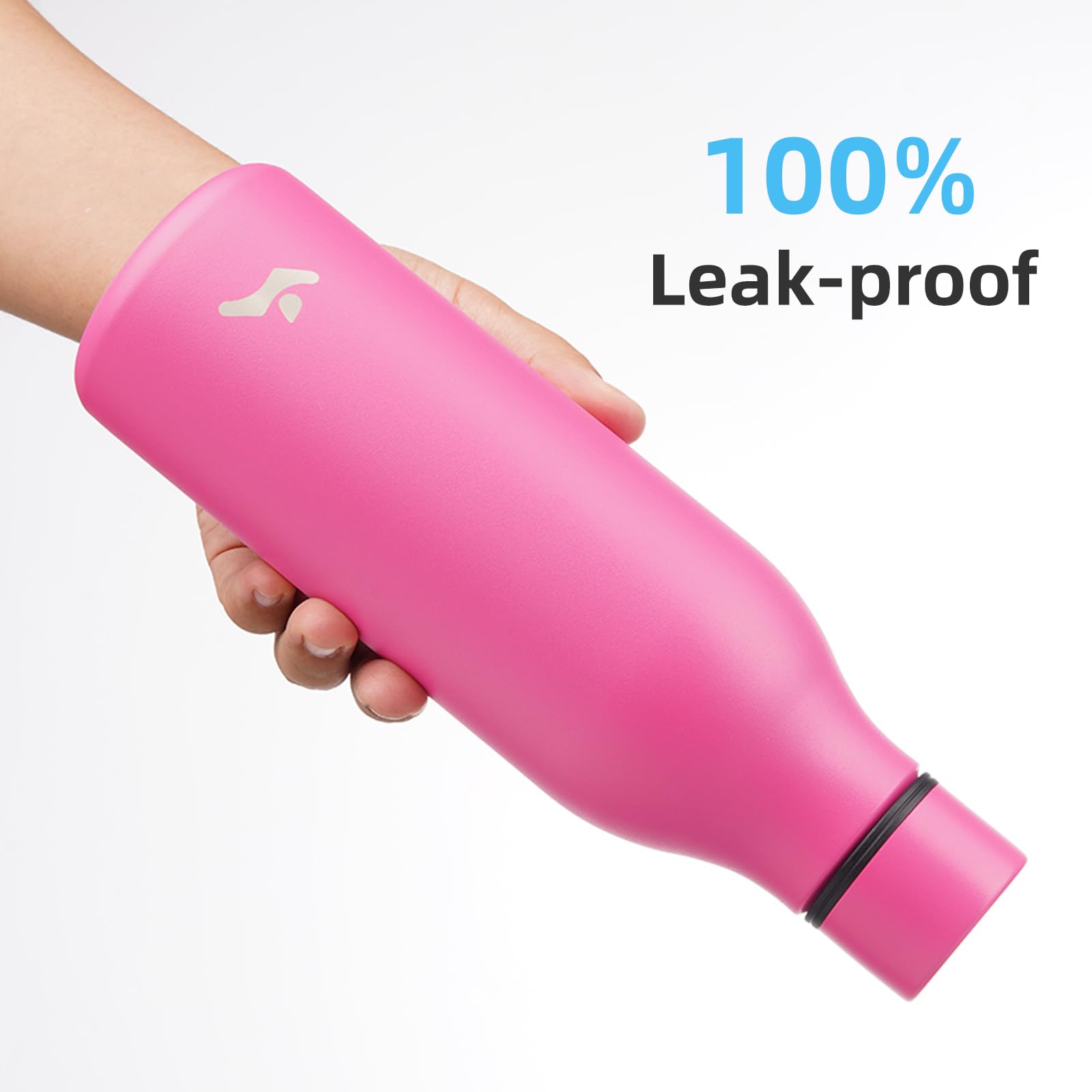 Konokyo Konokyo 18 oz Insulated Water Bottle with Strap Double Wall Stainless Steel Vacuum Flask Pink - View 5 of 7