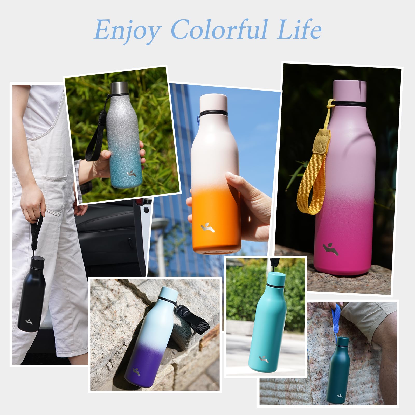 Konokyo Konokyo Insulated Water Bottle 18 oz Double Wall Stainless Steel Vacuum Flask with Strap for Hot and Cold Drinks - View 7 of 7