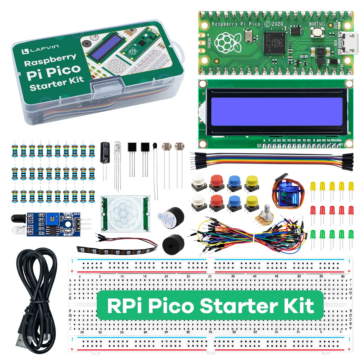 LAFVIN Raspberry Pi Pico Basic Starter Kit with LCD1602 D... | Poshace