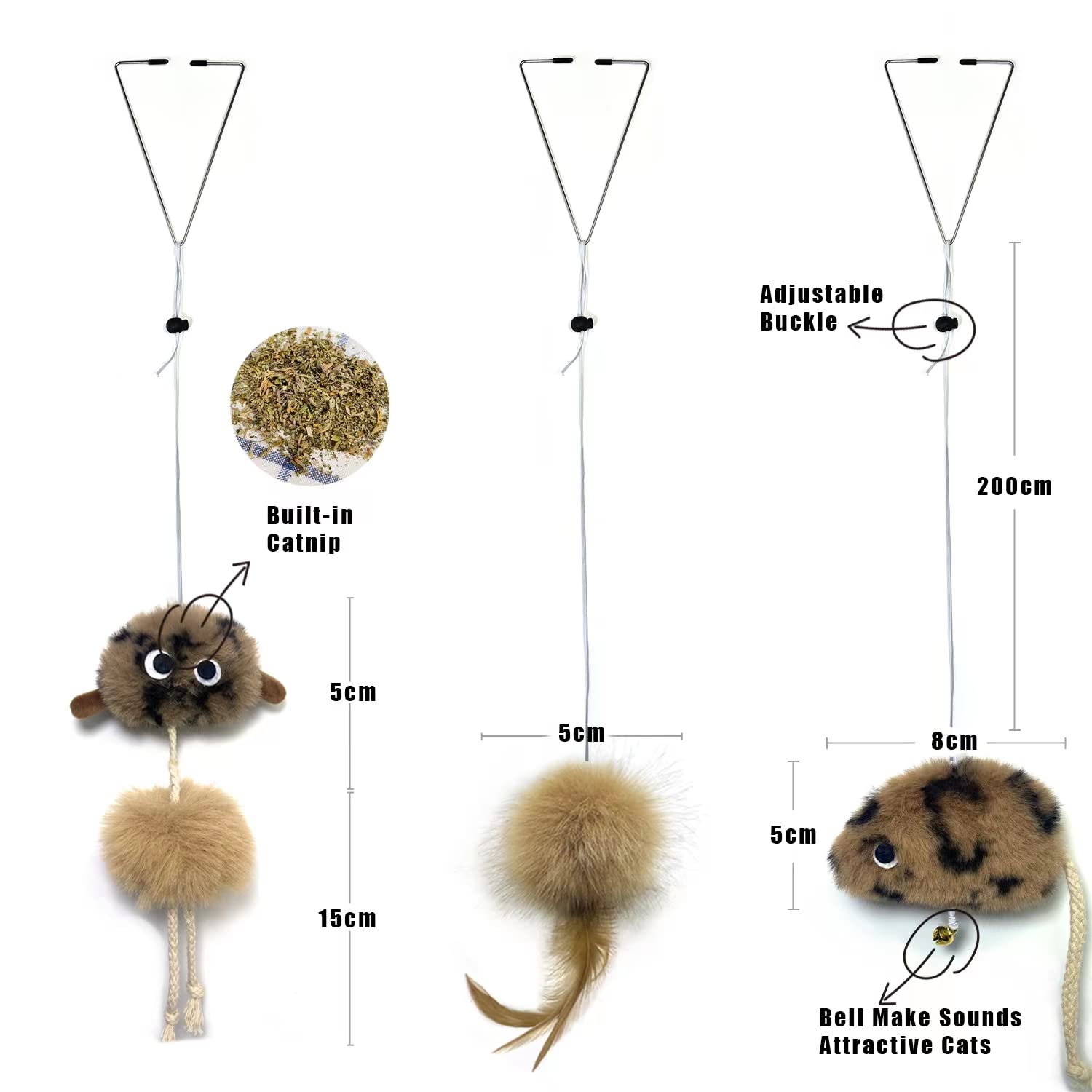 URMYONLY URMYONLY Interactive Cat Toys for Indoor Cats with Catnip Feathers and Mouse 3 Pack - View 3 of 8