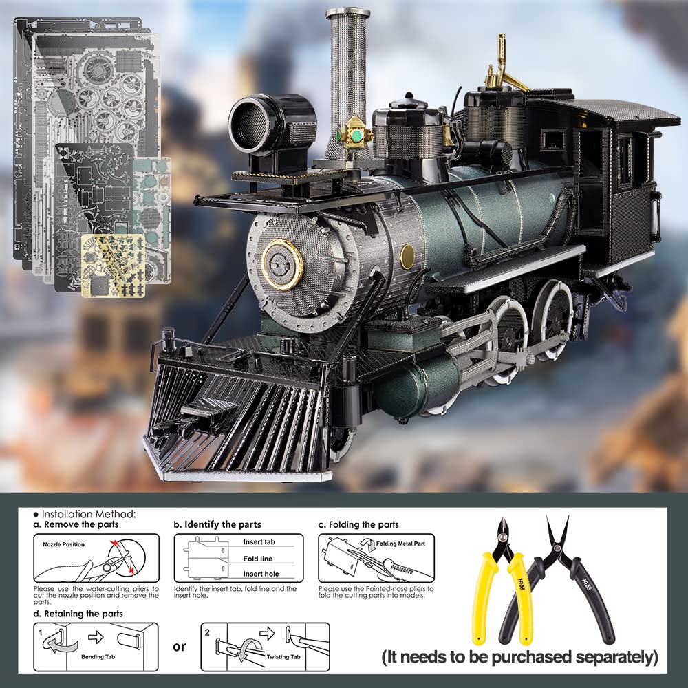 Piececool Piececool 3D Puzzle Mogul Steam Engine Metal Model Building Kit for Adults Perfect for DIY Crafts Birthday and Christmas Gifts - View 3 of 8