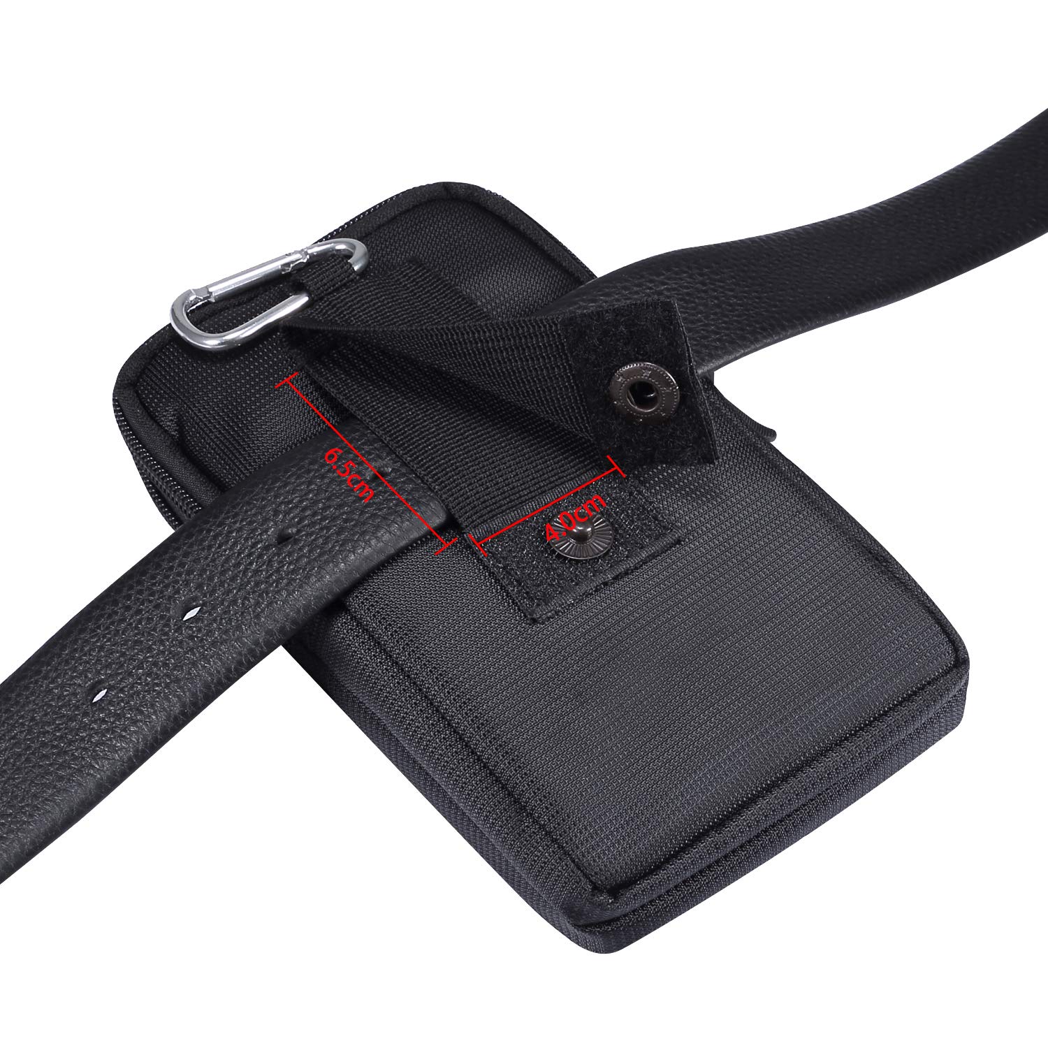 Multifunction Dual Phone Holster Men, Nylon Cell Phone Case Holder Mens Belt Pouch Loop Clip, Smartphone Belt Wallet Purse 2 Zipper Pockets - View 2 of 9