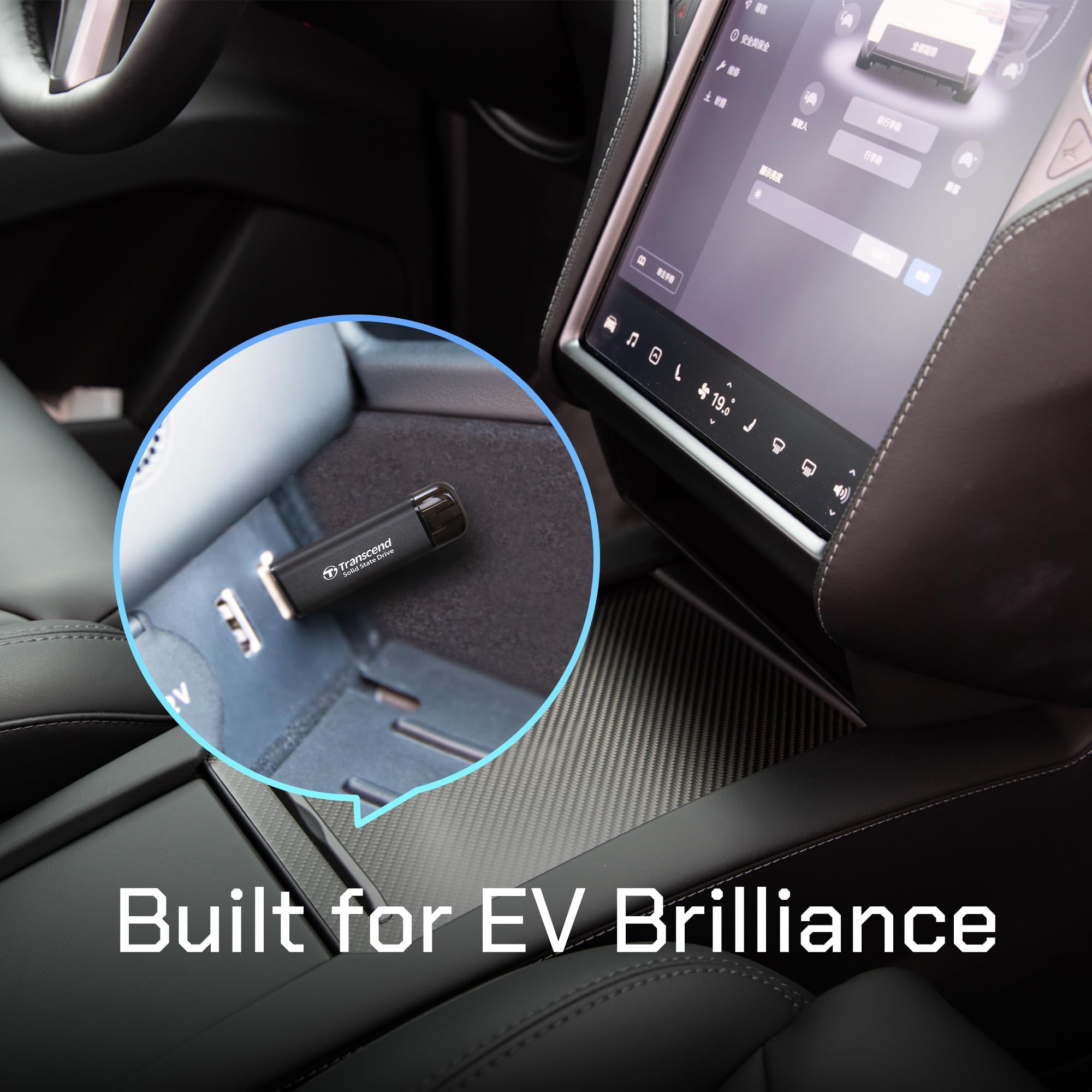 Transcend Transcend 256GB External SSD USB 3.2 Gen2 Portable Drive Up to 1050 MB/s for iPhone iPad Android Car Audio System Sentry Mode Black - View 2 of 7