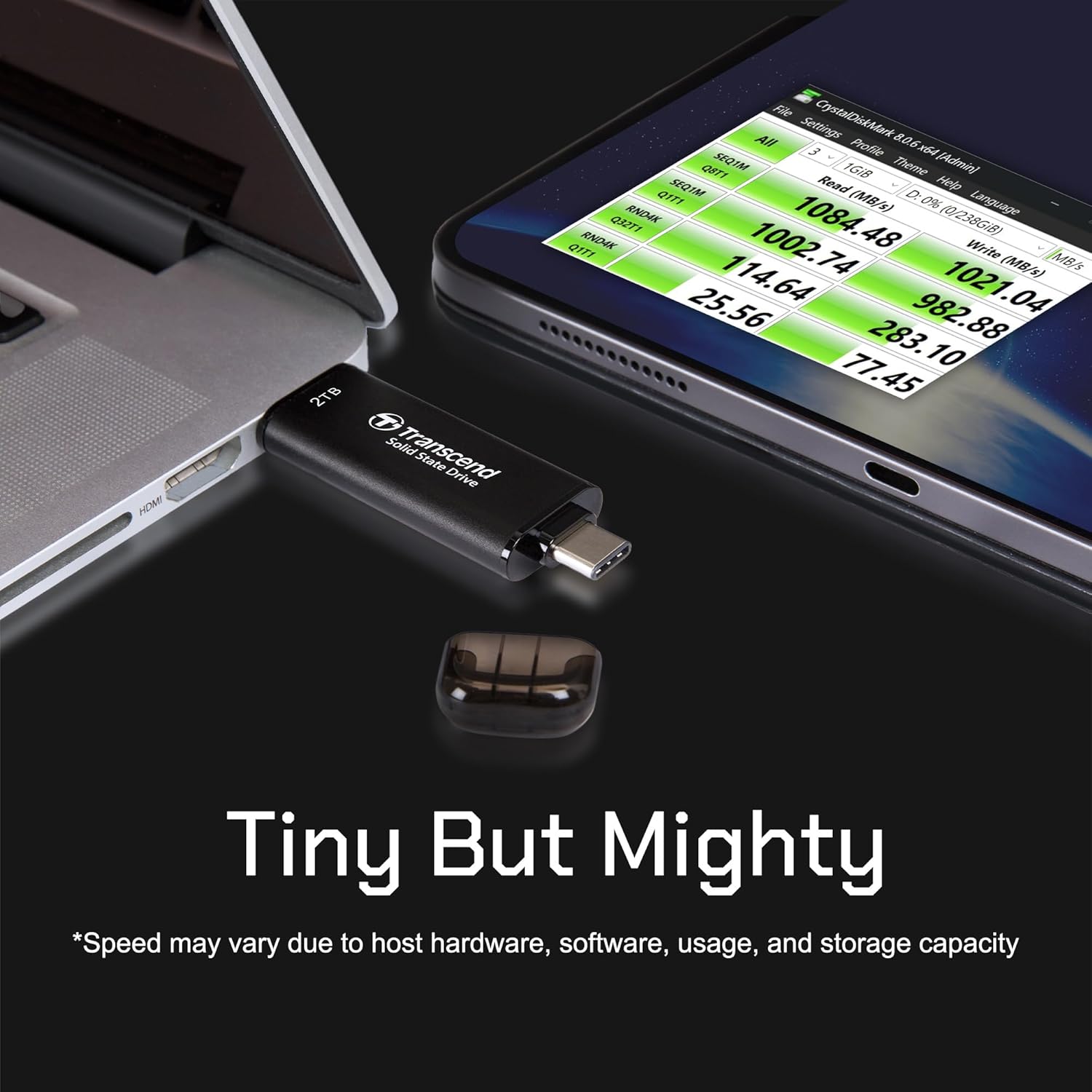 Transcend Transcend 512GB External SSD USB 3.2 Gen2 Portable Drive Up to 1050 MBs Type A C for iPhone iPad Android Car Audio Sentry Mode Black - View 6 of 9