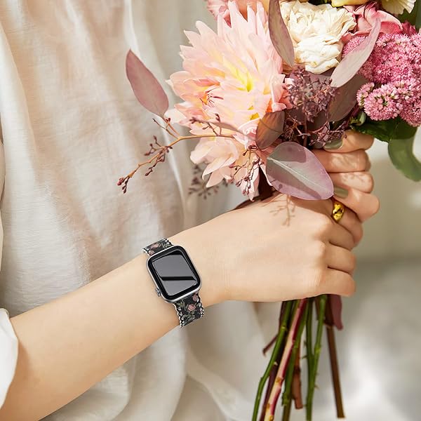 UpfurMach Rose Floral Print Silicone Bands for Apple Watch 38mm-49mm - Stylish & Soft for Women & Girls - View 8 of 8