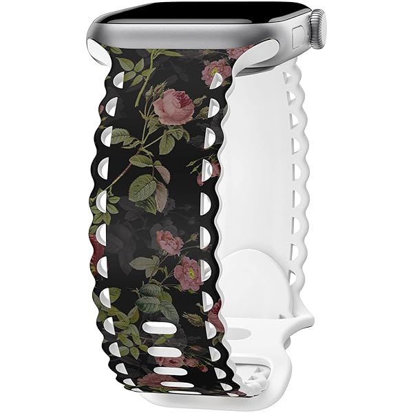 UpfurMach Rose Floral Print Silicone Bands for Apple Watch 38mm-49mm - Stylish & Soft for Women & Girls - View 2 of 8
