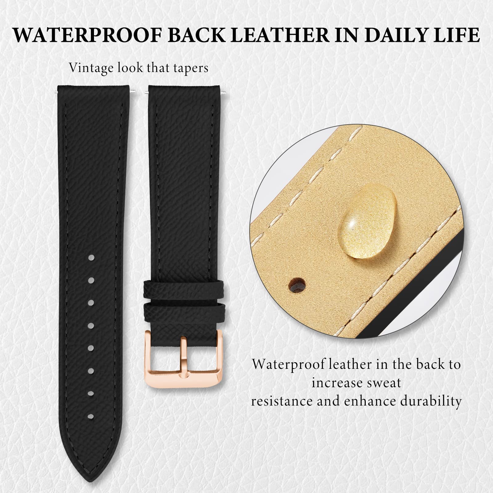 Ritche Christmas Gift Quick Release Black Leather Watch Bands for Omega x Swatch Moonswatch for Men Women 20mm Watch Band Replacement Compatible with - View 2 of 9