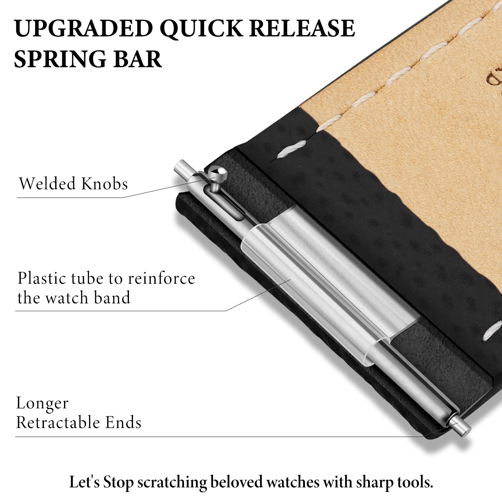 Ritche Christmas Gift Quick Release Black Leather Watch Bands for Omega x Swatch Moonswatch for Men Women 20mm Watch Band Replacement Compatible with - View 3 of 9