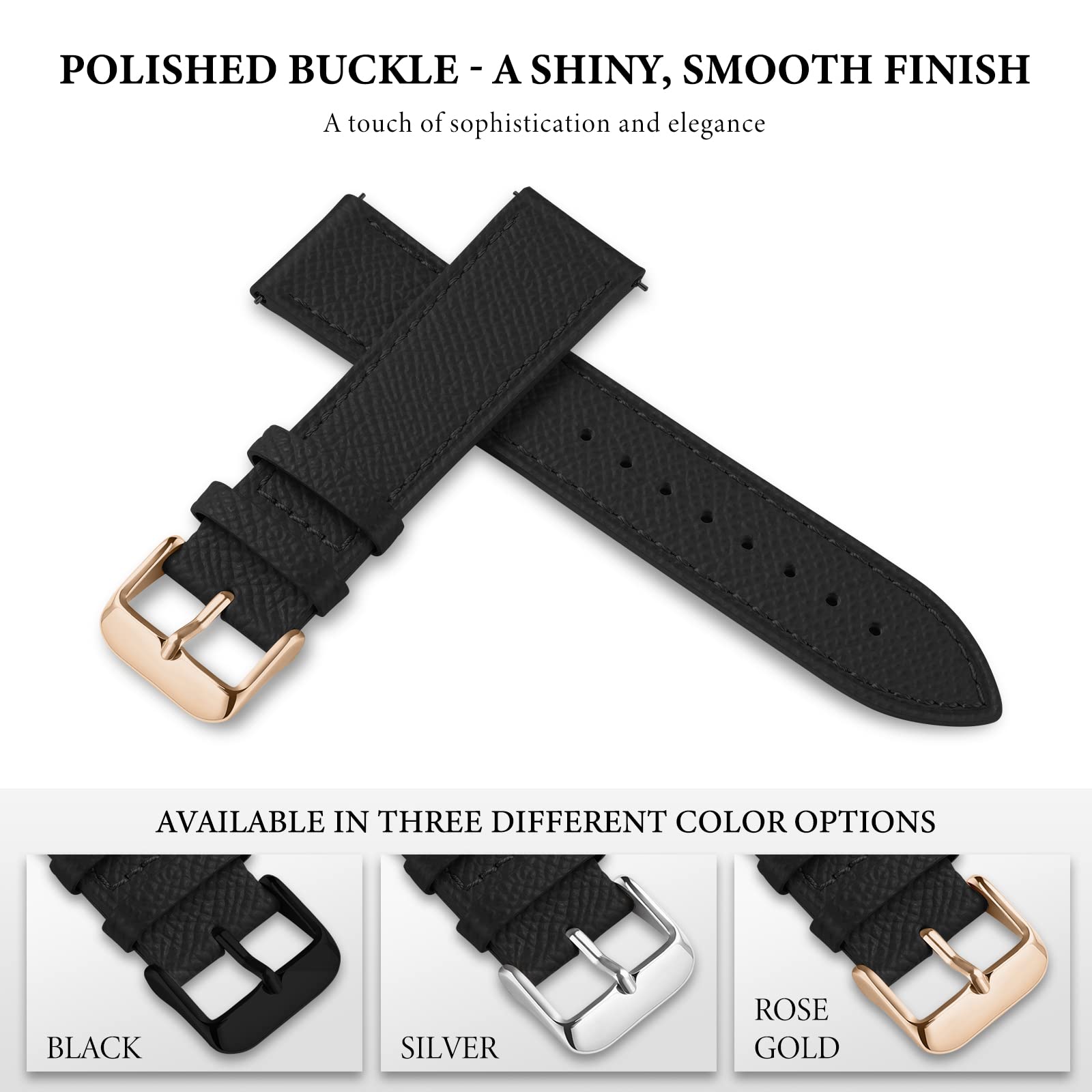 Ritche Christmas Gift Quick Release Black Leather Watch Bands for Omega x Swatch Moonswatch for Men Women 20mm Watch Band Replacement Compatible with - View 6 of 9