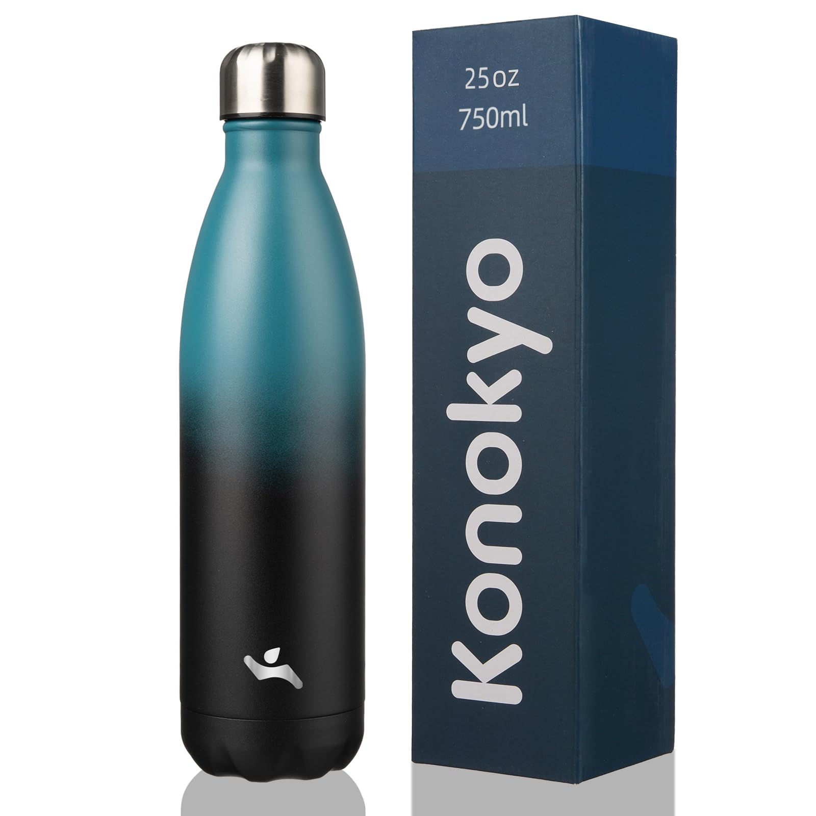 Konokyo Konokyo 25 oz Insulated Water Bottle Double Wall Stainless Steel Flask for Sports and Travel Indigo Black