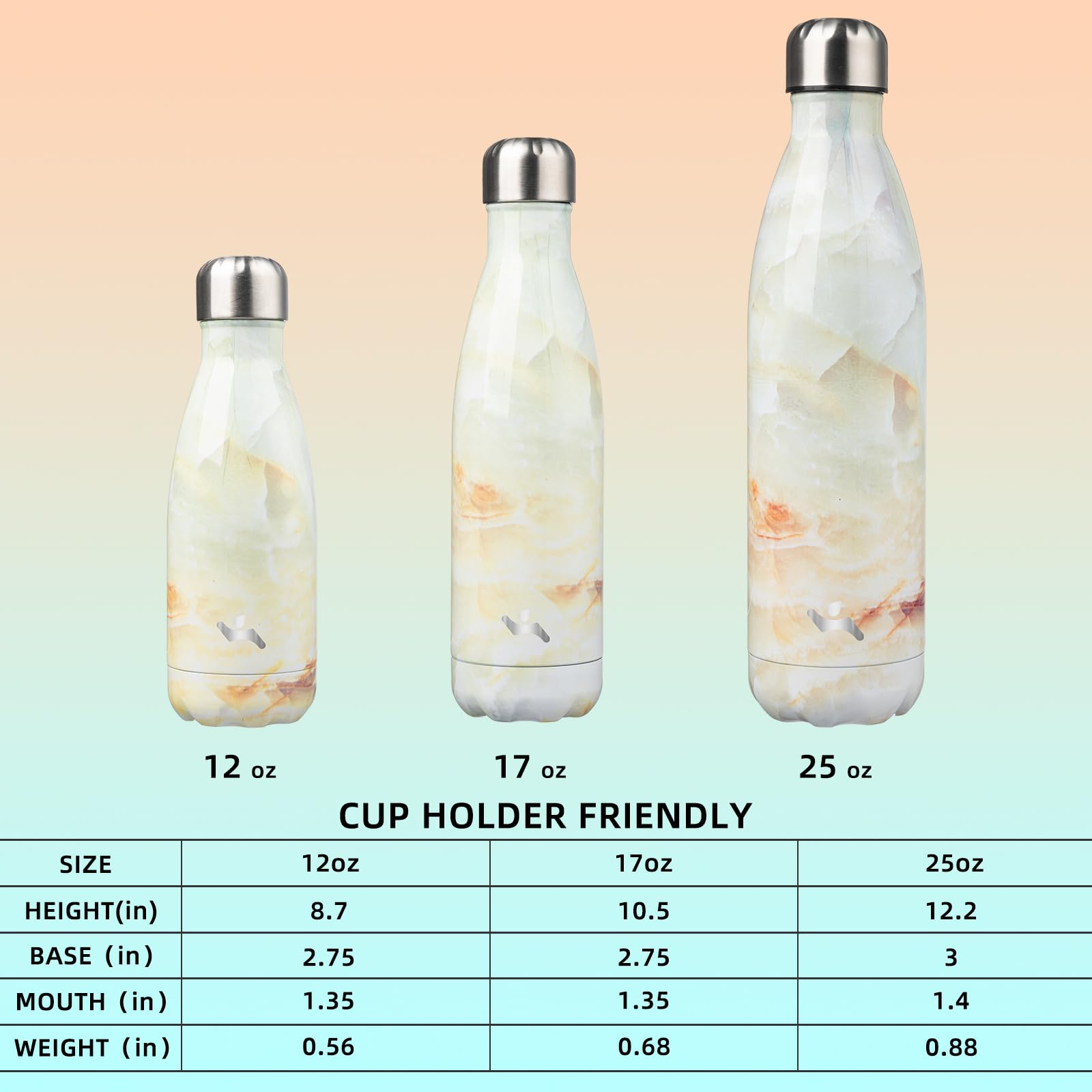 Konokyo Konokyo 17 oz Insulated Water Bottle Double Wall Stainless Steel Vacuum Flask for Sports Travel Marble Jade - View 4 of 7