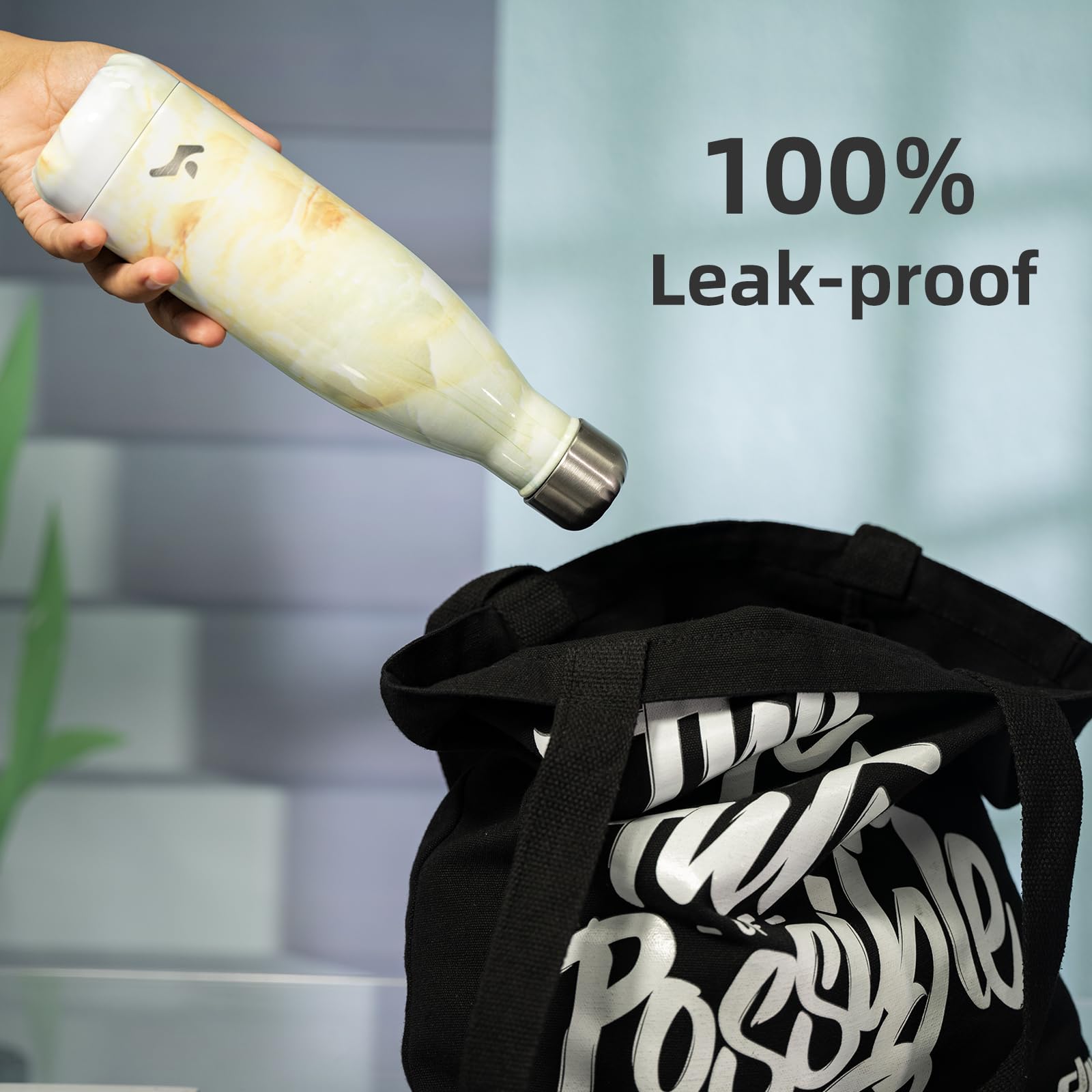 Konokyo Konokyo 17 oz Insulated Water Bottle Double Wall Stainless Steel Vacuum Flask for Sports Travel Marble Jade - View 5 of 7