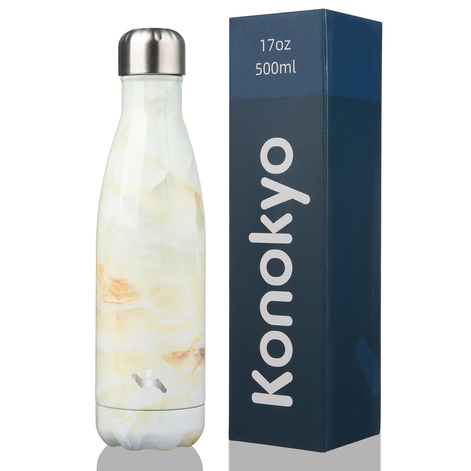 Konokyo Konokyo 17 oz Insulated Water Bottle Double Wall Stainless Steel Vacuum Flask for Sports Travel Marble Jade