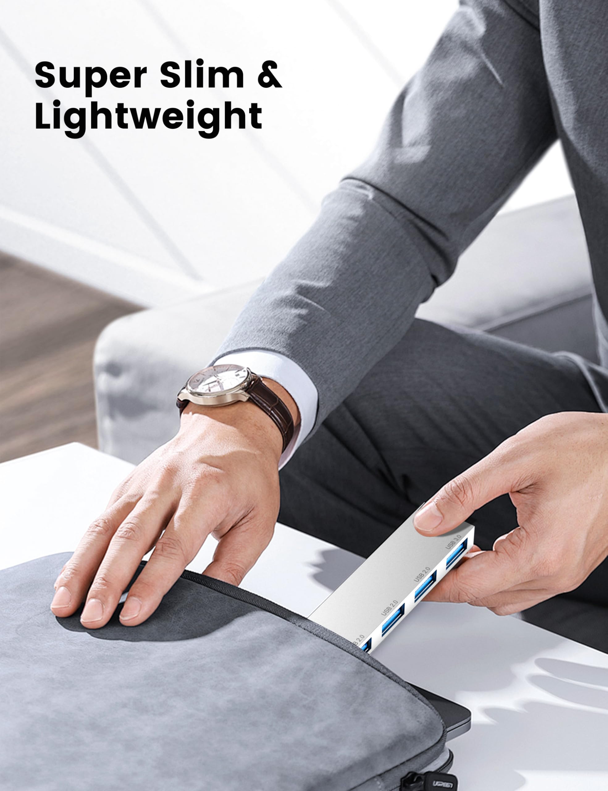 Fidioto Fidioto Slim USB Hub 2Pack 4 Port USB Adapter Multi USB Port Expander for Laptop iMac Pro MacBook Air Mac Mini Notebook PC and Mobile HDD - View 6 of 6