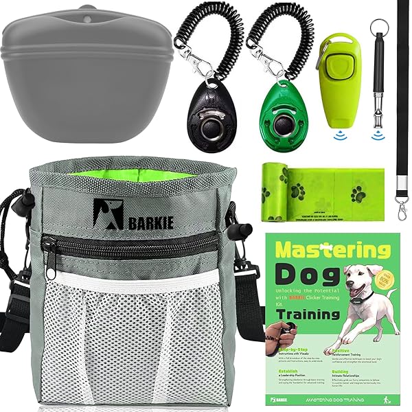 BARKIE BARKIE Dog Training Kit with Treat Pouch Fanny Pack Clickers Whistle Guide Booklet and Poop Bags for Effective Puppy Training