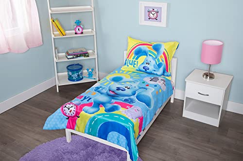 Blues Clues Blue's Clues 4-Piece Toddler Bedding Set: Comforter, Sheets & Pillow Case - Fun Character Design for Kids' Beds