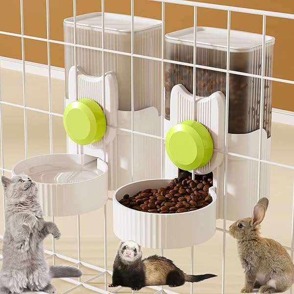 lemtrflo Lemtrflo Automatic Rabbit Feeder and Water Dispenser for Cages Ideal for Cats Ferrets and Guinea Pigs with Food Water Bowl