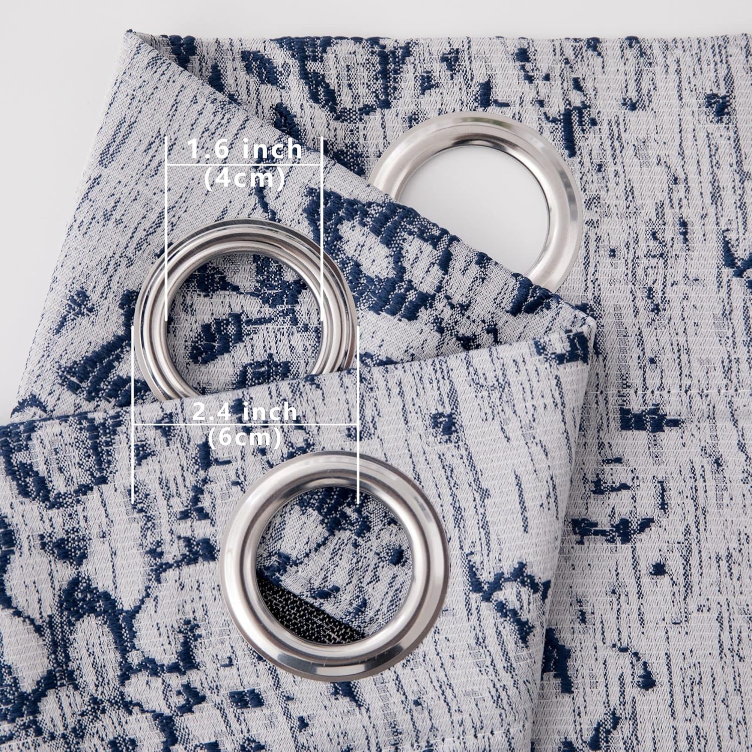 Mrs.Naturall Mrs Naturall Navy Blue 96 Inch Long Curtains 2 Panel Set Blackout Boho Floral Print for Sliding Glass Door Living Room - View 7 of 9