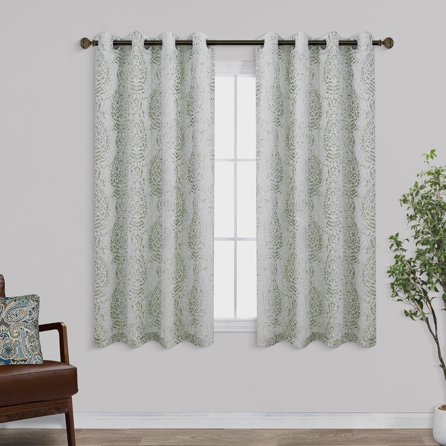 Mrs.Naturall Mrs Naturall Navy Blue 96 Inch Long Curtains 2 Panel Set Blackout Boho Floral Print for Sliding Glass Door Living Room - View 9 of 9