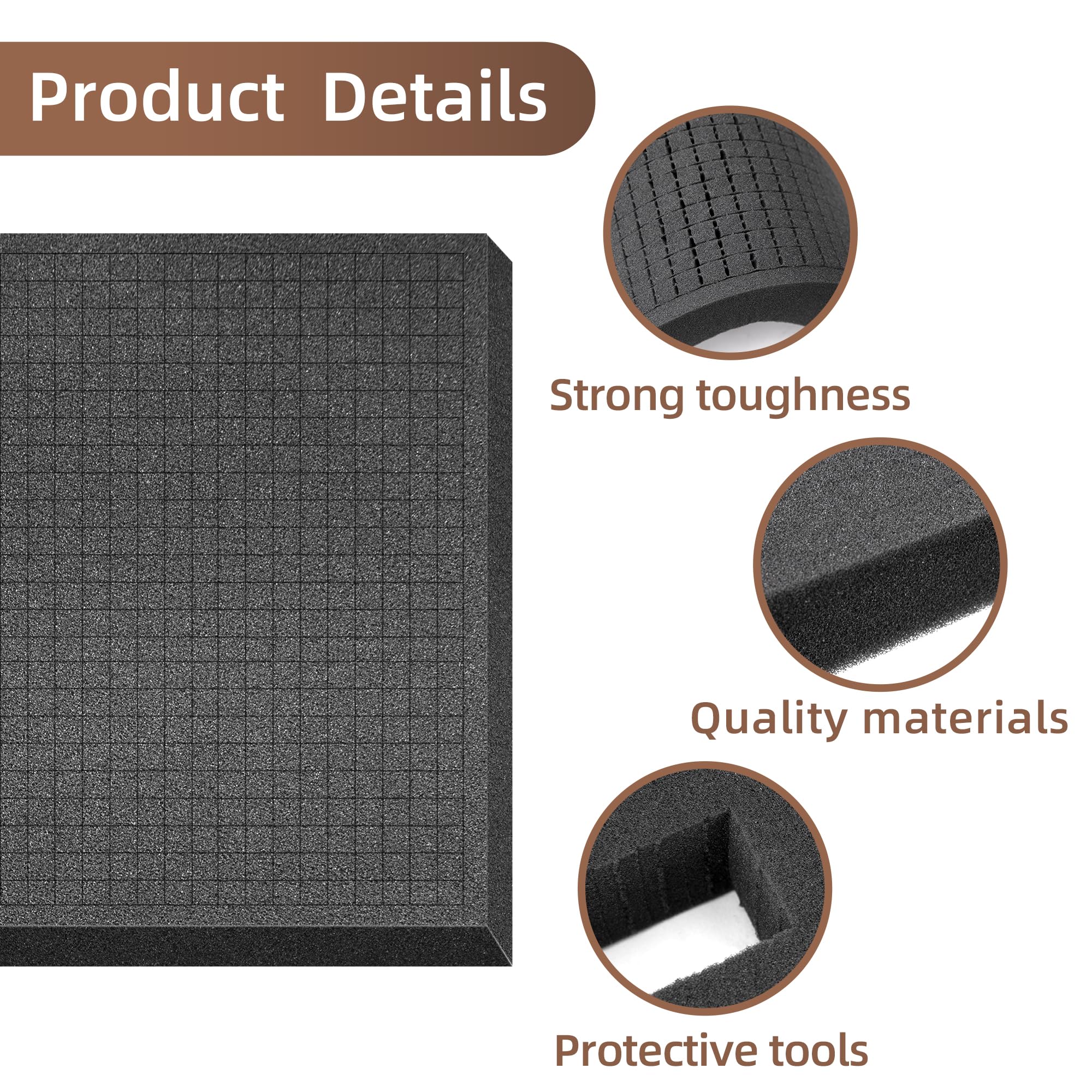 DECOHS DECOHS 4 Pcs Pick and Pluck Foam Insert 16x12x2 Inch Ideal for Board Game Box Cases and Storage Drawers - View 3 of 6